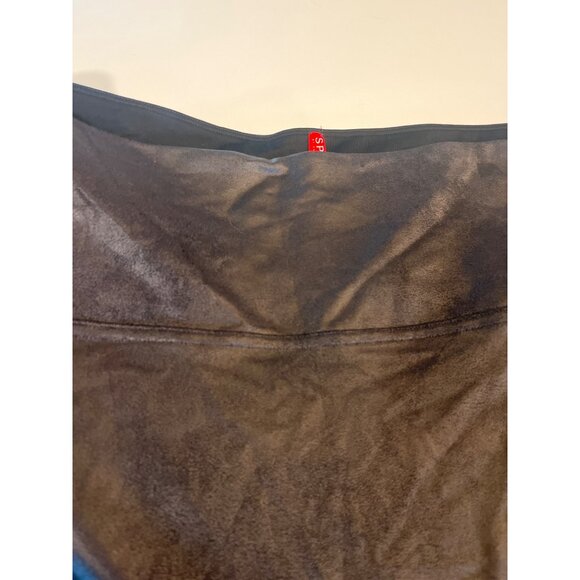 Spanx Faux Leather Leggings 2X Black High Waist Stretch Pull-On Style - Picture 4 of 6